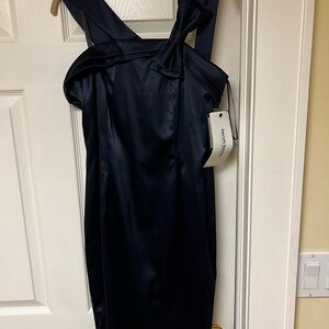 Chic One Shoulder Navy Dress